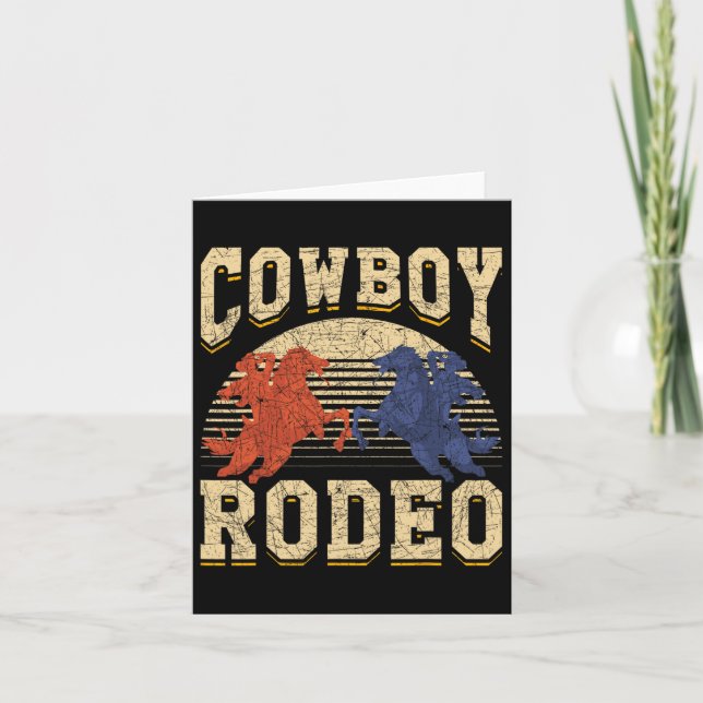 Tarjeta Retro Rodeo Texas Western Ecuestback Rid (Anverso)