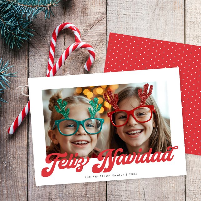 Tarjeta Retro Rojo Script Feliz Navidad Una Foto (Subido por el creador)