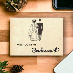Tarjeta retro romántica de novias de Groom