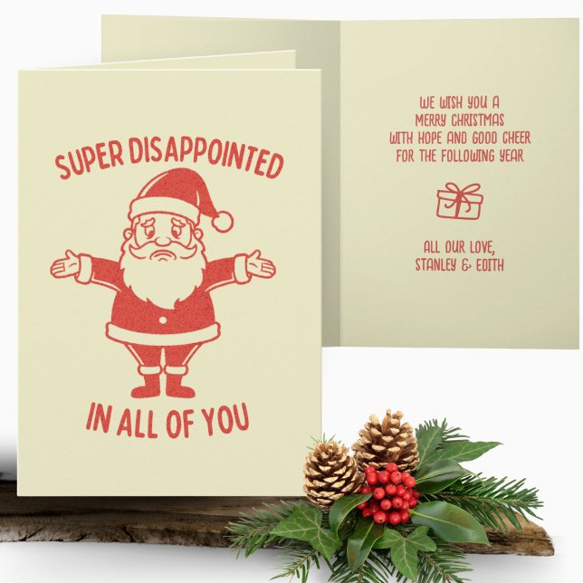 Tarjeta Retro Sad Santa decepcionó a los Navidades gracios (Subido por el creador)