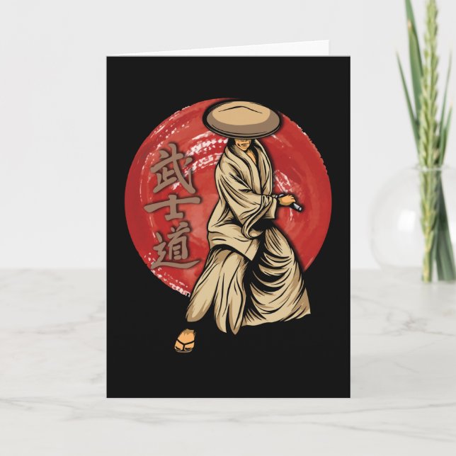 Tarjeta Retro Samurai Warrior with Katana - Japanese (Anverso)