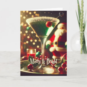 Tarjeta Retro Santa de Navidad de los 50 Martini Verde