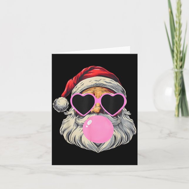 Tarjeta Retro Santa With Heart Gles Bubblegum Christmas Gi (Anverso)
