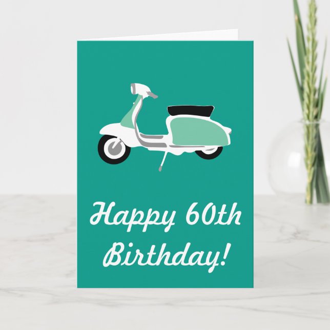 Tarjeta Retro Scooter Happy 60th Birthday Card (Anverso)