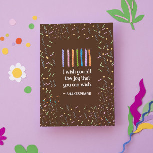 Tarjeta Retro Shakespeare Cita Pastel de chocolate cumplea