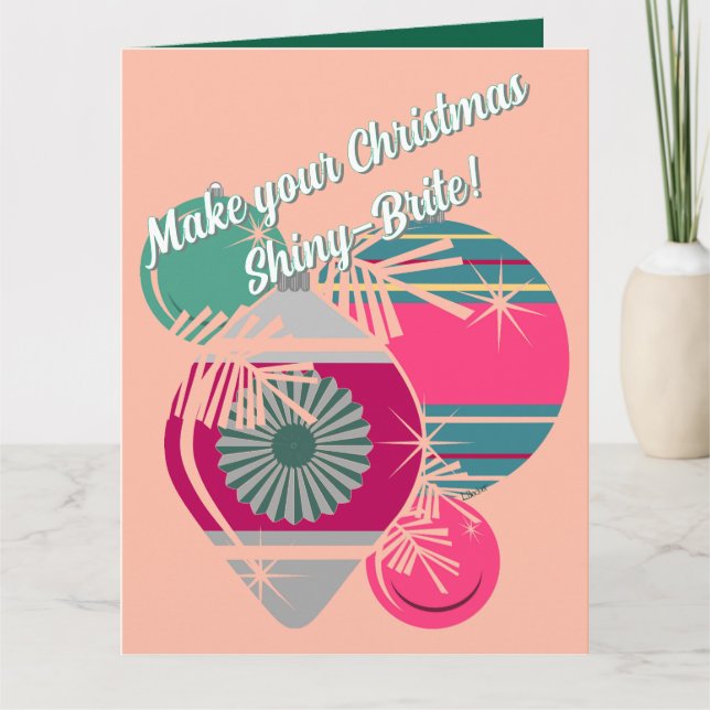 Tarjeta Retro Shiny Brite Ornaments Christmas (Anverso)