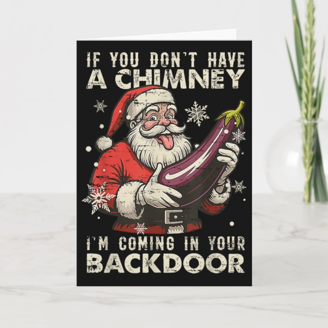 Tarjeta Retro Si No Tienes Chimenea Me Meto Por Tu Ventana (Anverso)