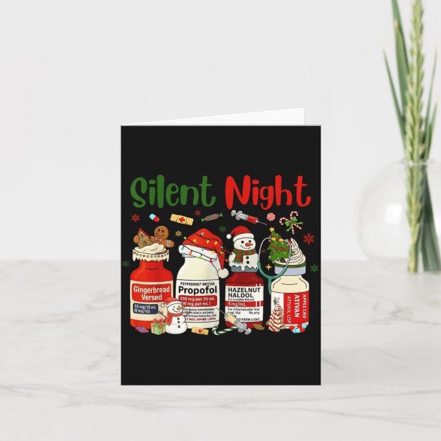 Tarjeta Retro Silent Night Xmas Nurse Christmas Doctor Er  (Anverso)