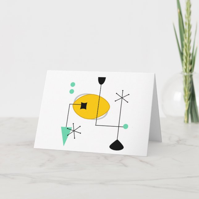 Tarjeta retro simple amarillo azul moderno (Anverso)