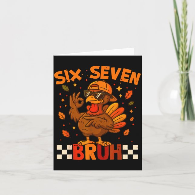 Tarjeta Retro Six Seven Bruh 67 Fall Thanksgiving Turkey 6 (Anverso)