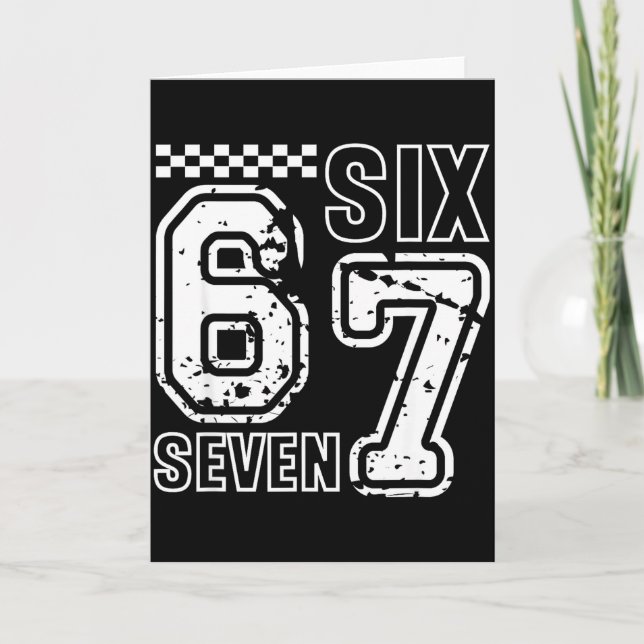 Tarjeta Retro Six Seven Numbers Clever Humor 6 7 Meme Mens (Anverso)