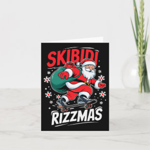 Tarjeta Retro Skibidi Rizzmas Santa Claus Divertido Patina