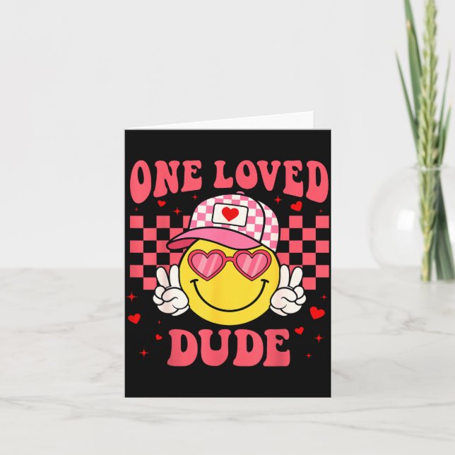 Tarjeta Retro Smile Face One Loved Dude Valentines Day Men (Anverso)