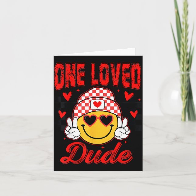 Tarjeta Retro Smile Face One Loved Dude Valentines Day Men (Anverso)
