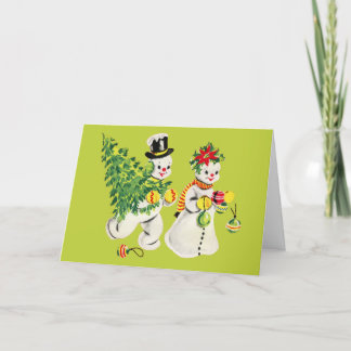 Tarjeta Retro Snowmen