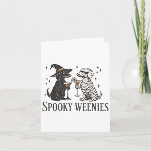 Tarjeta Retro Spooky Weenies Halloween Dachshund Spooky Se