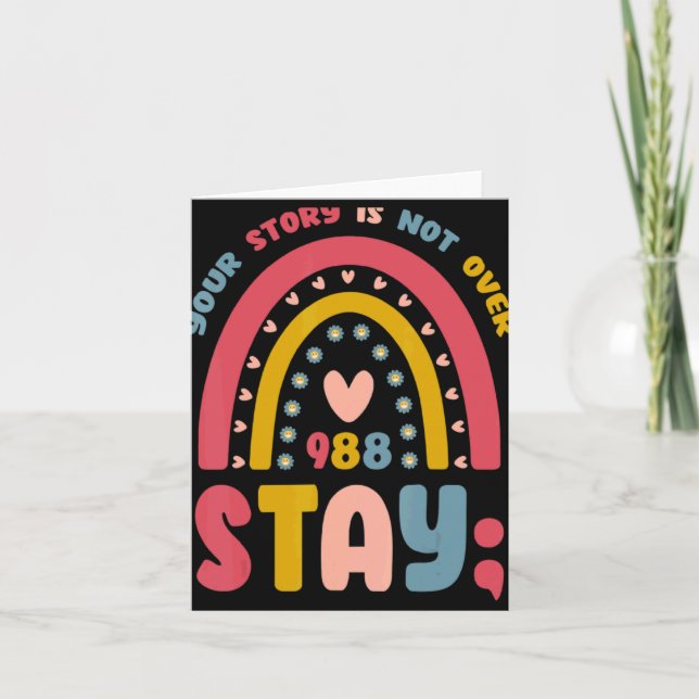 Tarjeta Retro Stay 988 Your Story Is Not Over Suicide Awar (Anverso)