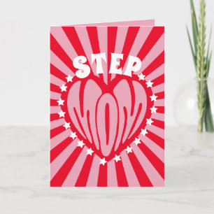 Tarjeta Retro StepMom Stars Hearts escribiendo el Día de l