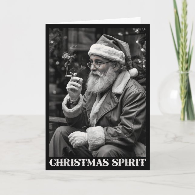 Tarjeta Retro Style Santa Claus Smoking Cigarette Christma (Anverso)