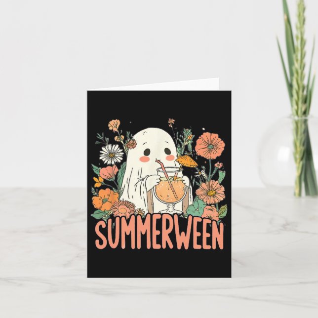 Tarjeta Retro Summerween Ghost Summer Halloween (Anverso)