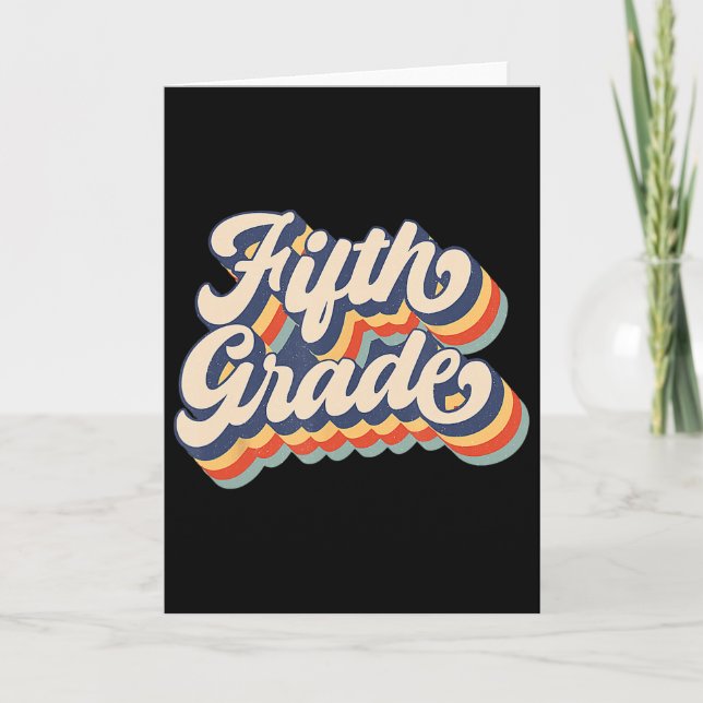 Tarjeta Retro Sunset Fifth Grade Teacher And Student Byck  (Anverso)