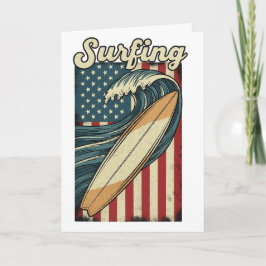 Tarjeta Retro Surfing USA Flag