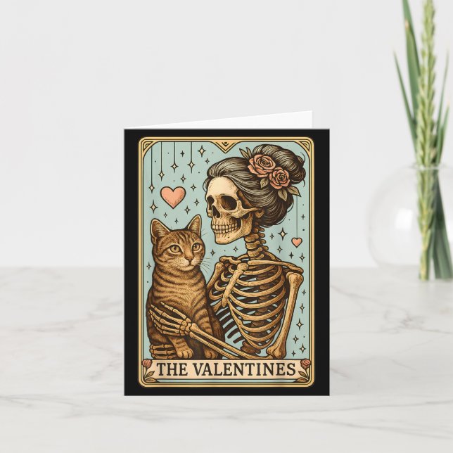 Tarjeta Retro Tabby Cat Valentine's Day Mom Tarot Card  (Anverso)