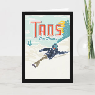 Tarjeta Retro Taos Ski Valley Nuevo México Esquí Snowboard
