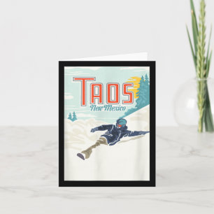 Tarjeta Retro Taos Valle de Esquí Nuevo México Esquí Snowb