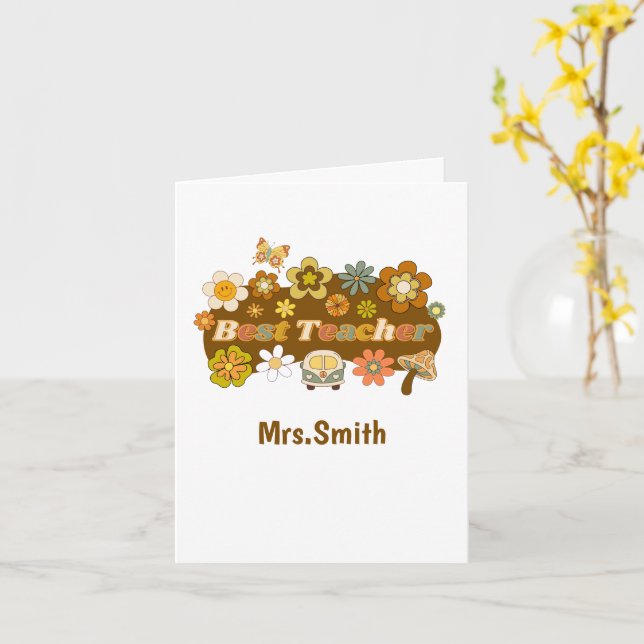 Tarjeta Retro Teacher Card (flor amarilla)