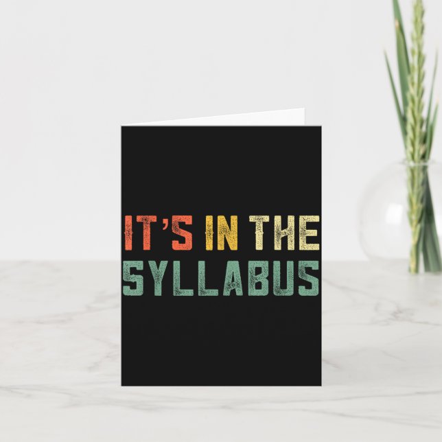 Tarjeta Retro Tenure Professor Its In The Syllabus College (Anverso)