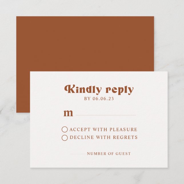Tarjeta Retro Terracotta Wedding RSVP (Anverso / Reverso)