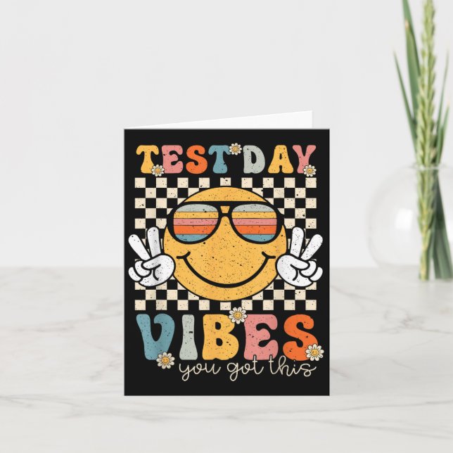 Tarjeta Retro Test Day Vibes You Got This Motivation Teach (Anverso)