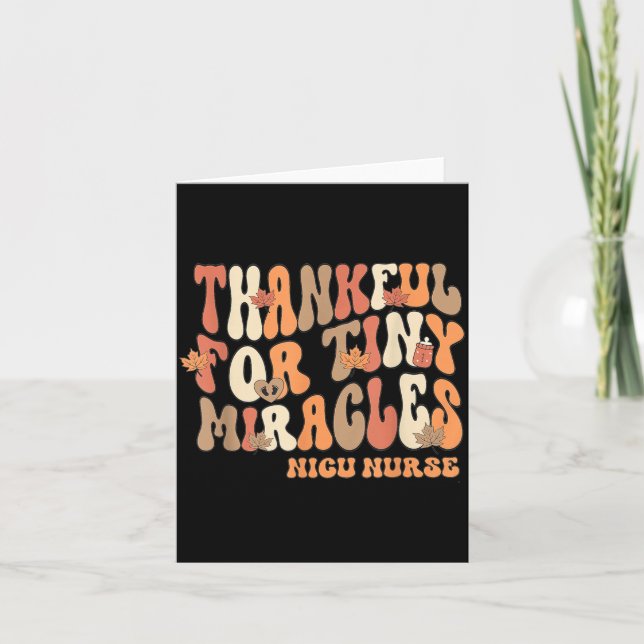 Tarjeta Retro Thankful For Tiny Miracles Thanksgiving Nicu (Anverso)