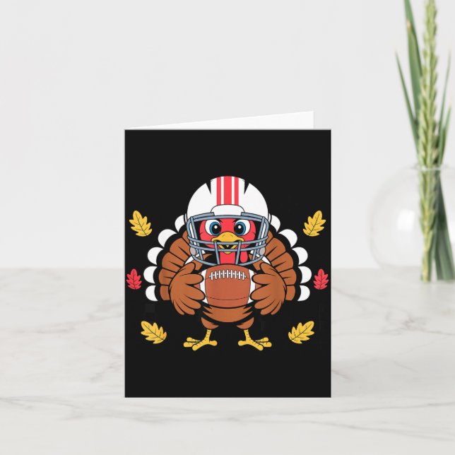Tarjeta Retro Thanksgiving Turkey Football Toddler Boys Ki (Anverso)