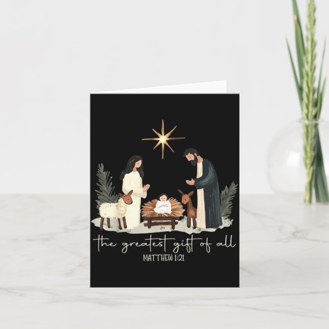 Tarjeta Retro The Greatest Gift Of All Jesus Nativity Chri (Anverso)