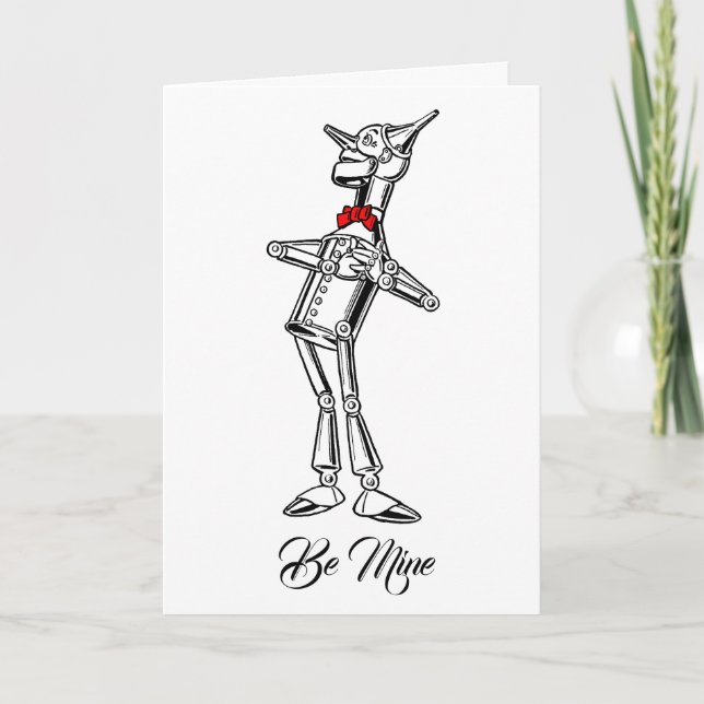 Tarjeta Retro Tin Man Red Bow Empate Tu Texto (Anverso)