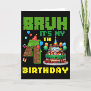 Tarjeta Retro tío es mi cumple 4 pastel de píxeles jugador
