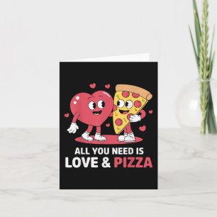 Tarjeta Retro Todo Lo Que Necesitas Es Amor Y Pizza Divert