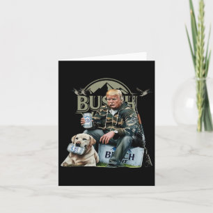Tarjeta Retro Trump Con Caza De Perro Pato Bebiendo Cervez