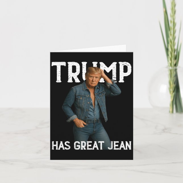 Tarjeta Retro Trump tiene gran meme de jeans (Anverso)