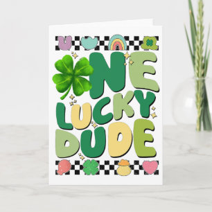 Tarjeta Retro Un Tipo Afortunado Día De San Patricio Trébo