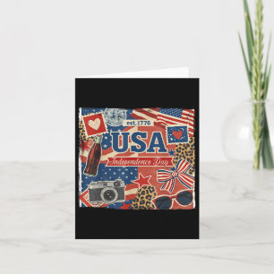 Tarjeta Retro Usa Est 1776 Día De La Independencia 4 De Ju