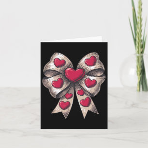 Tarjeta Retro Valentine Heart Coquette Bow Para Mujeres Ch