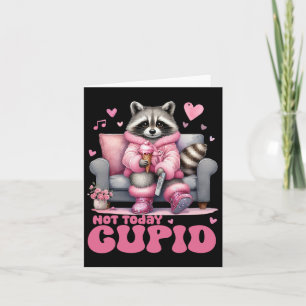 Tarjeta Retro Valentine No Hoy Raccoon Cupido