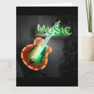 Tarjeta Retro Vintage Bass Música Neon Rótulo en verde