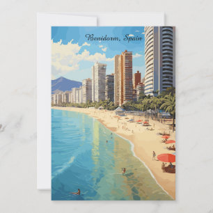 Tarjeta Retro Vintage Benidorm España Viajes Mediterráneo