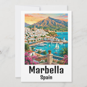 Tarjeta Retro Vintage Marbella España Costa del Sol