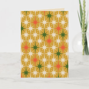 Tarjeta Retro Vintage Mediados de Siglo Patrones Estrella