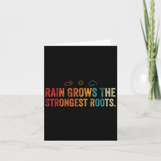 Tarjeta Retro Vintage Motivational Quote Rain Roots Weathe (Anverso)